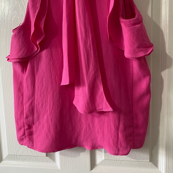 NWT Entro Pink Cold Shoulder Halter Top with Bow - Picture 7 of 11